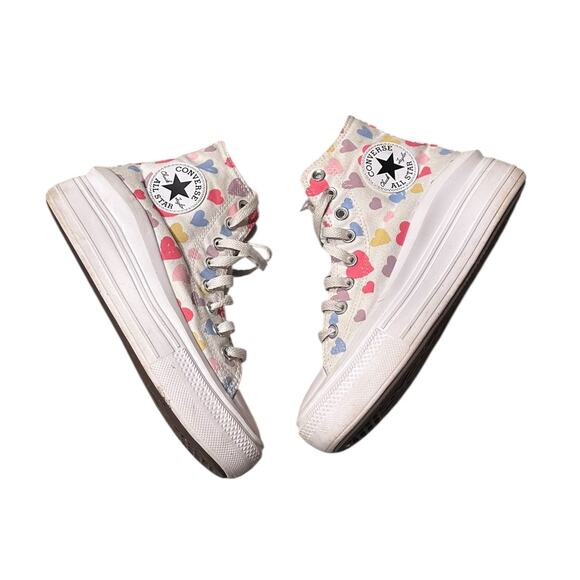 Converse Chuck Taylor All Star High Top Sneakers Kids 5.5 Heart Print Canvas - Picture 2 of 11
